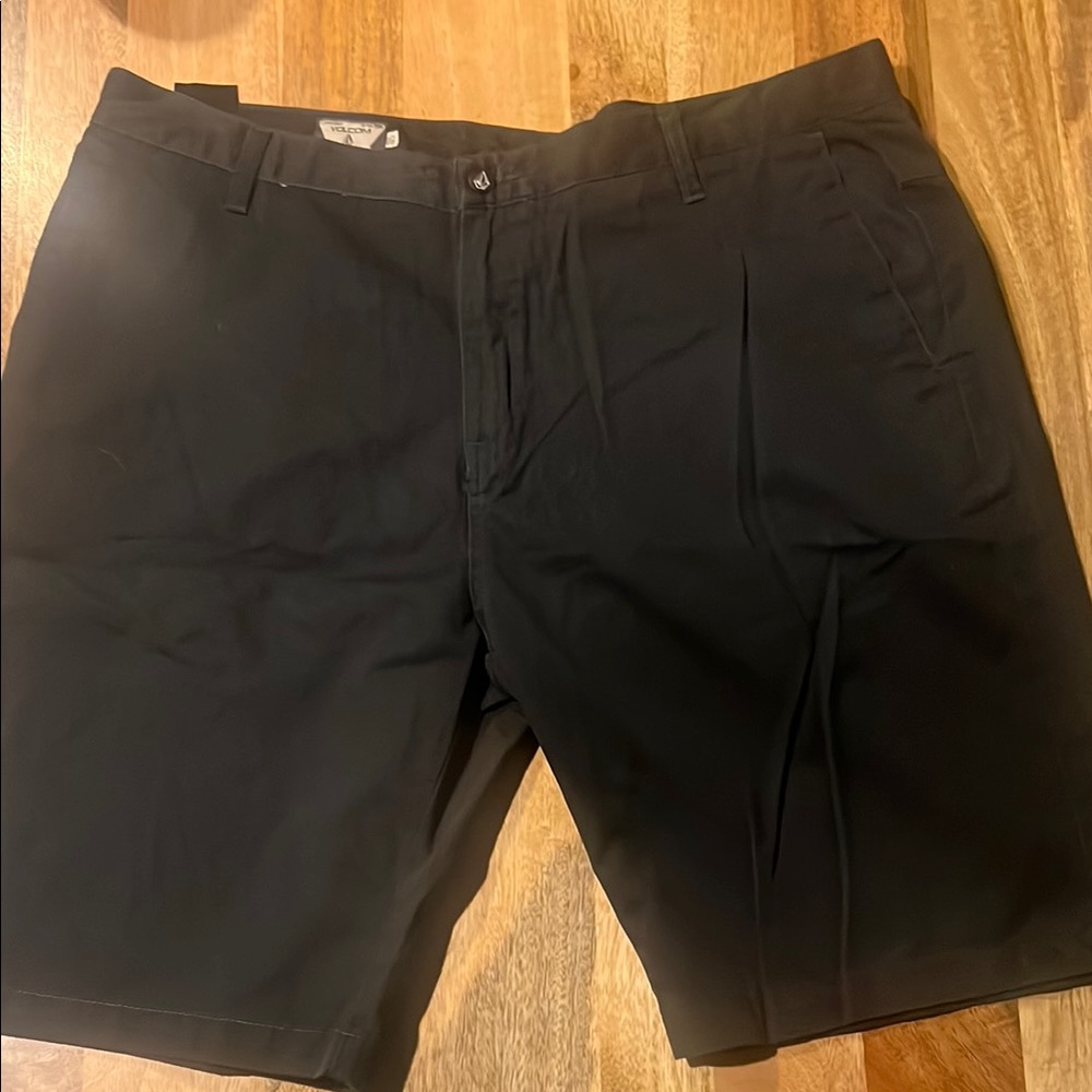 Volcom Black Flat Front Shorts